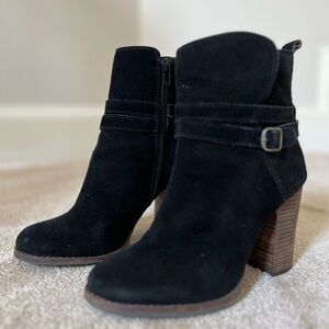 Lucky Brand Latonya Black Suede Ankle Booties